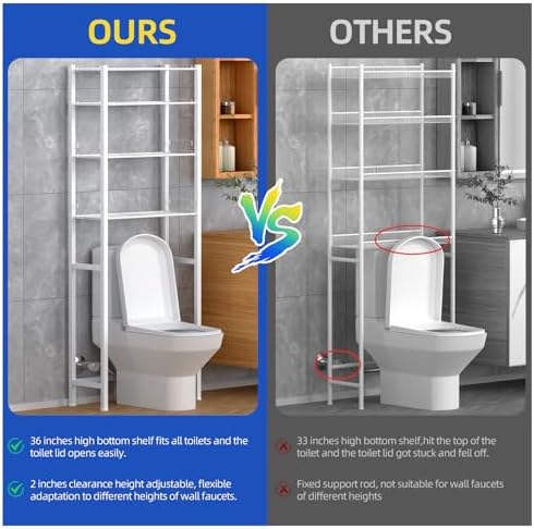 samstar 4 Tier Over The Toilet Storage Rack, Bathroom Organizer Shelves Cabinet - Image 4