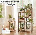 Bamworld Plant Stand Indoor Corner Plant Shelf Wood Plant Holder - Image 2
