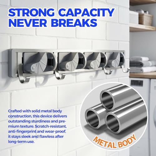 Holikme Mop Broom Holder Wall Mount Metal Pantry Organization and Storage - Image 2