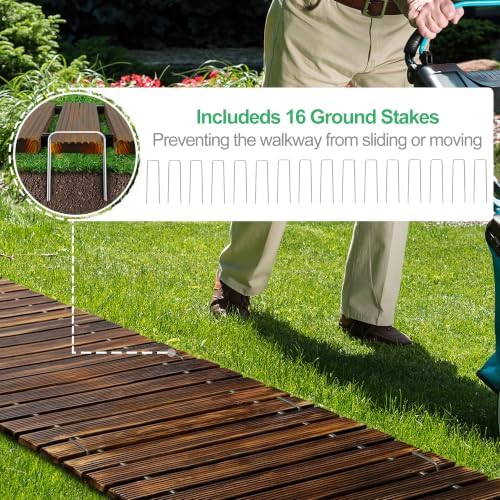 RELIANCER 24' Wooden Garden Pathway, Outdoor Roll Out Walkway, Patio Footpath - Image 5