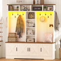 CSZZD Large Hall Tree with Bench, RGB LED Lights & Entryway Storage by CSZZD