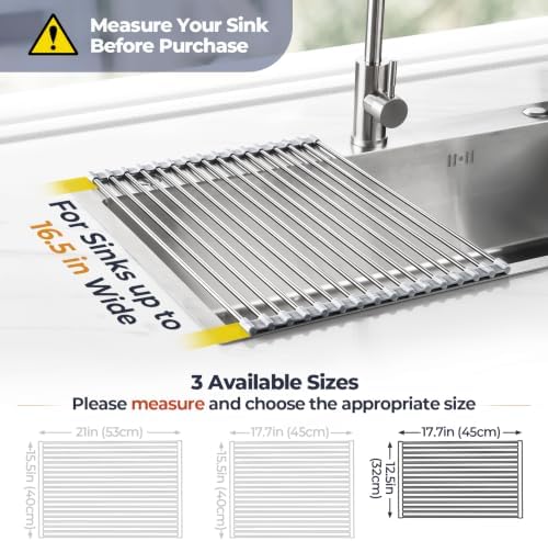 Tomorotec Roll Up Dish Drying Rack Over Sink, 304 Steel - Image 4