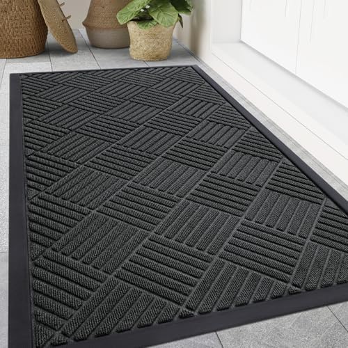 Smiry Front Door Mat Outside Entrance, Natural Rubber Doormat, 71x47 Inch by Smiry