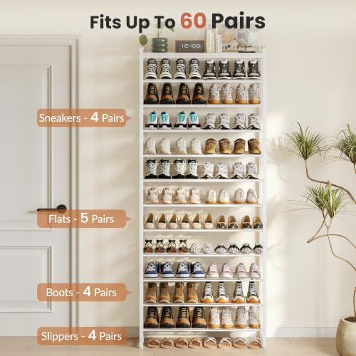 12 Tier Shoe Rack Organizer for 48-60 Pairs, Tall Metal Shoe Storage Shelf - Image 4