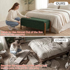 Modern Storage Benches with Walnut Wood Legs, Fabric Upholstered Entryway Bench - Image 3