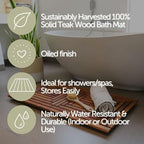 Nordic Style Teak Shower, Bath and Spa Mat | Indoor + Outdoor Use | Non-Slip - Image 4