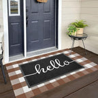 KILOCOCO Buffalo Plaid Checkered Rug 3x5 ft Brown and White Front Door Rug - Image 3