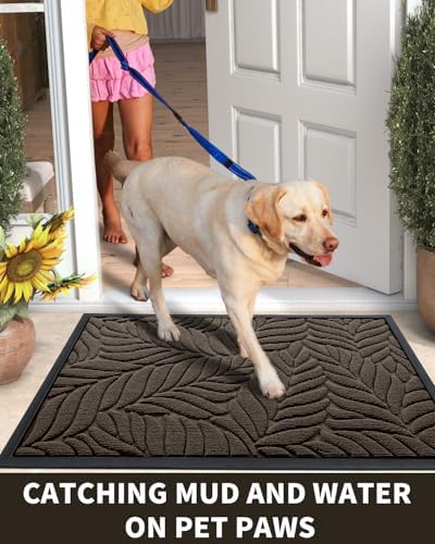 Yimobra Leaf Pattern Door Mat, 36 x 24 in - Image 5