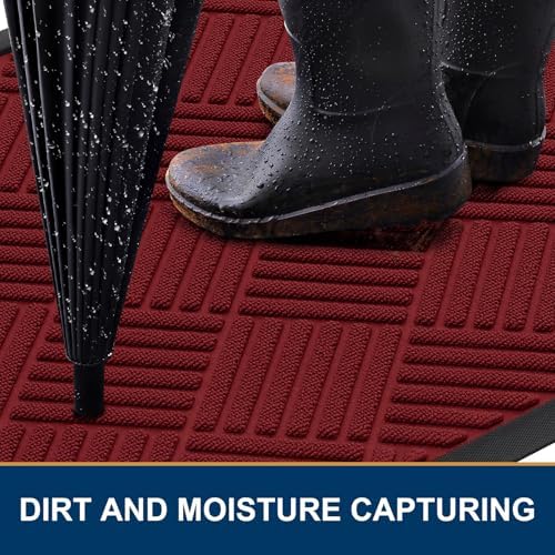 Smiry Front Door Mat Outside Entrance, Natural Rubber Doormat, 29.5x17 Inch - Image 3