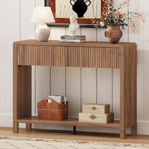 FATORRI Console Table with Storage, Mid-Century Farmhouse Entryway Table with - Image 6