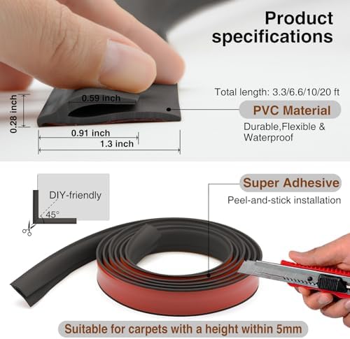 Carpet Edge Trim Binding Rug Edge Protector Thin Rugs Black 20FT - Image 4