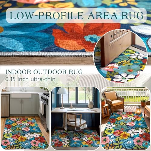 3x5 Flower Entry Rug, Washable Indoor Outdoor Mats - Image 5