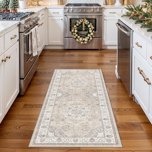 Washable 2x5 Hallway Runner Rug: Vintage Water Resistant Kitchen Entryway Rug - Image 2