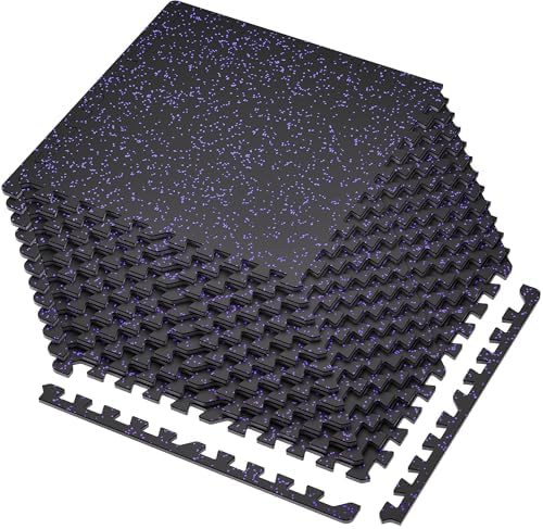 SUPERJARE 0.4'' Thick 12 Pcs 48 Sq Ft Rubber Top Exercise Equipment Mats by SUPERJARE