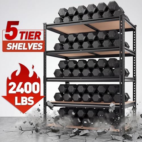 REIBII 3 Pack Garage Shelving, 5 Tier Heavy Duty Metal Racks - Image 5