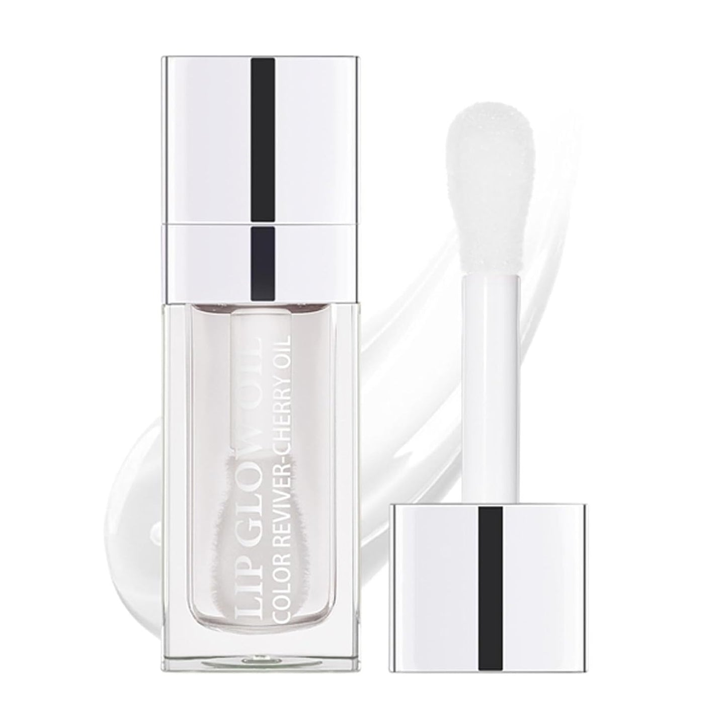 Hydrating Lip Glow Oil, Lip Oil Gloss Transparent Toot Tinted Nourishing Long Lasting Repairing Lightening Lip Lines (CLEAR) 0.2 OZ