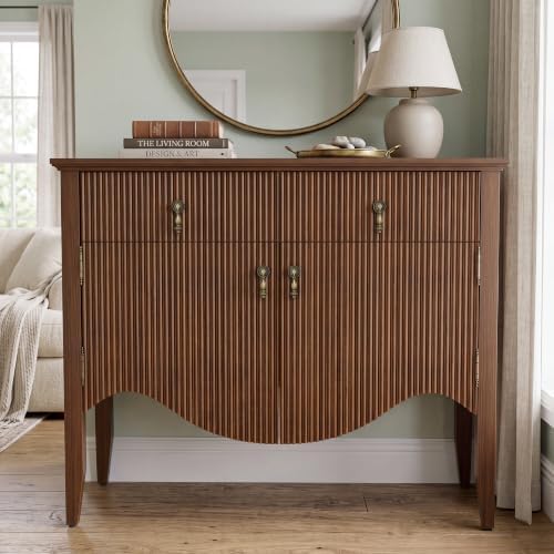 senlin 40" Fluted Console Table, Wooden Entryway Console Table - Image 3