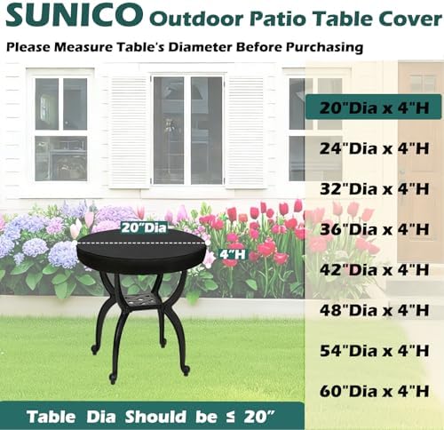 SUNICO Outdoor Table Covers Waterproof Round 20" Dia - Image 2