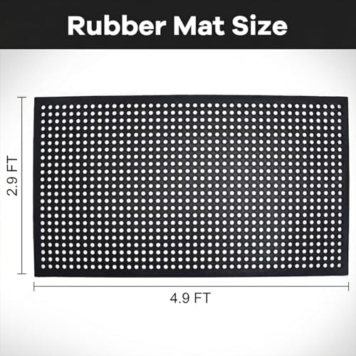 58" X 35" Rubber Mat with Drainage Black Anti-Slip Outdoor Door Mat - Image 2