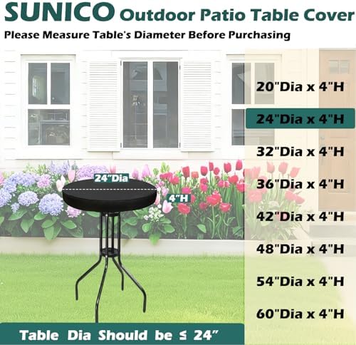 SUNICO Outdoor Table Covers Waterproof Round 24" Dia - Image 2
