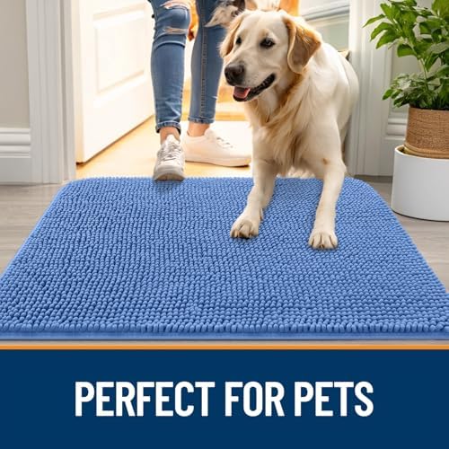 OLANLY Dog Door Mat for Muddy Paws 59x35, Super Absorbent Chenille Mud Mat - Image 6