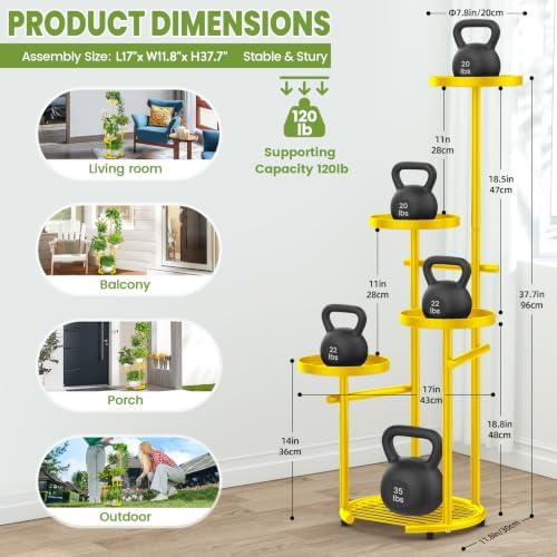 TOSKING Tall 5-Tier Round Metal Corner Plant Stand Indoor - Image 3