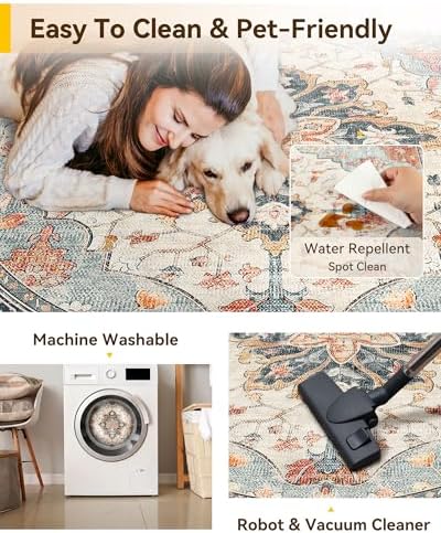 RELEANY Washable Area Rug, Round 5ft - Image 5