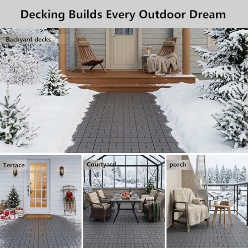 44 Pack Interlocking Deck Tiles, Easy Snap All-Weather Outdoor Deck Tiles - Image 3