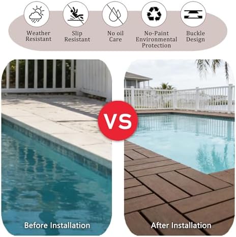 68 Pcs Interlocking Deck Tile, 61.60 Sq.Ft Deck Flooring Outdoor Waterproof All - Image 4