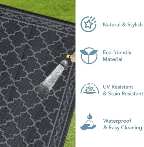 GarveeLife Outdoor Rug 10x14 Reversible Outdoor Plastic Straw Rug Waterproof - Image 6