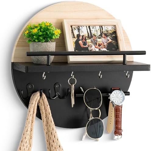 Key Holder Wall Mount with Shelf and Hooks, Mail Organizer by dreampossible