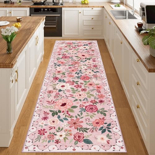 DUKINO 3x10 Runner Rug, Floral Washable Kitchen Runner Rug Non Slip - Image 6