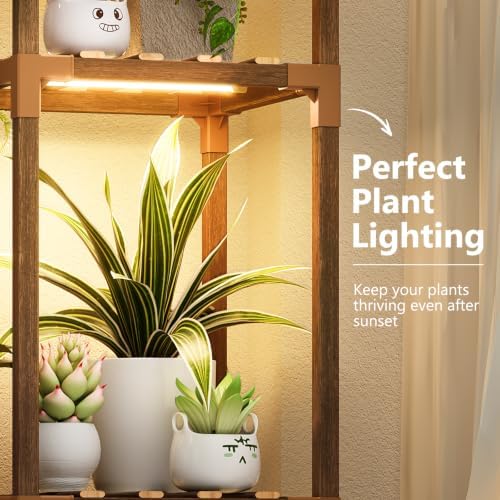 Uneedem Plant Stand Indoor Outdoor, 10 Tiered Plant Shelf Wood Plant Rack - Image 5
