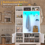 White Hall Tree with Bench and Shoe Storage, Entryway Bench with Storage - Image 2