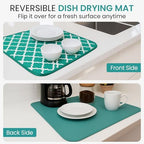 Dish Drying Mat for Kitchen Counter, Large 18 x 14 Absorbent Microfiber Pad - Image 3