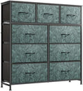 WLIVE Tall Dresser for Bedroom, 9 Drawer Chest of Drawers, Vintage Green by WLIVE