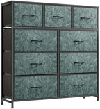 WLIVE Tall Dresser for Bedroom, 9 Drawer Chest of Drawers, Vintage Green by WLIVE