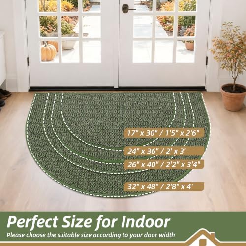 BEQHAUSE Dirt Trapper Door Mat 32" x 48" Half Circle Non Slip Rugs - Image 2