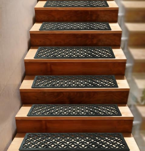 Stair Treads — 6 Pack 10x30 inch Lattice Links Rubber Stair Mats by Unknown