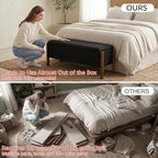 Modern Storage Benches with Walnut Wood Legs, Fabric Upholstered Entryway Bench - Image 3