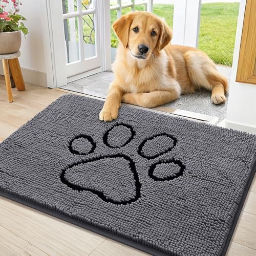 Smiry Dog Door Mat for Muddy Paws, Absorbent Non Slip Dirt Trapper by Smiry