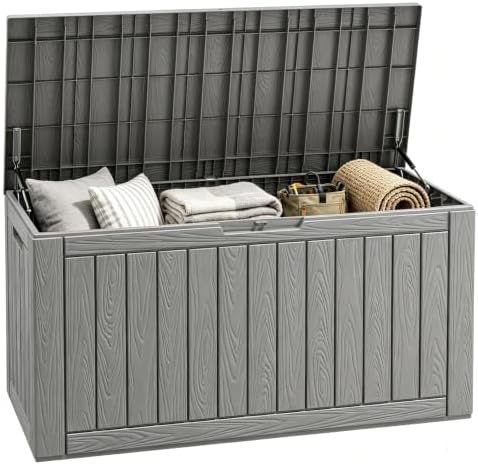 Fancyango 110 Gallon Waterproof Deck Box, Resin Outdoor Storage Box by Warmnestforpets