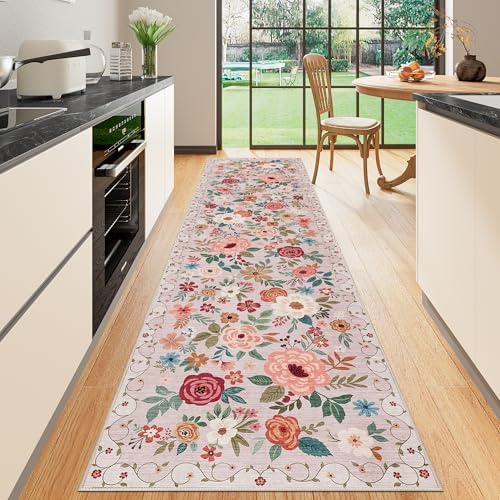 DUKINO 2.6x10 Runner Rug for Hallway, Washable Kitchen Rugs Non Slip by DUKINO