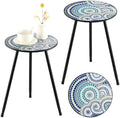 Party Zealot 2 Packs Metal Mosaic Round Side Tables 13.4" Small Outdoor Patio by PartyZealot