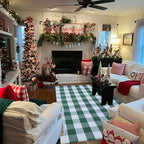 Green & White Christmas Plaid Rug, Hello/Welcome Door Mat Layering Rug - Image 5