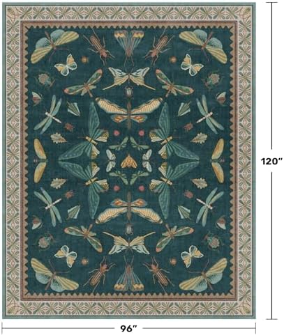 Insect Print Washable 8x10 Living Room Rug - Image 2