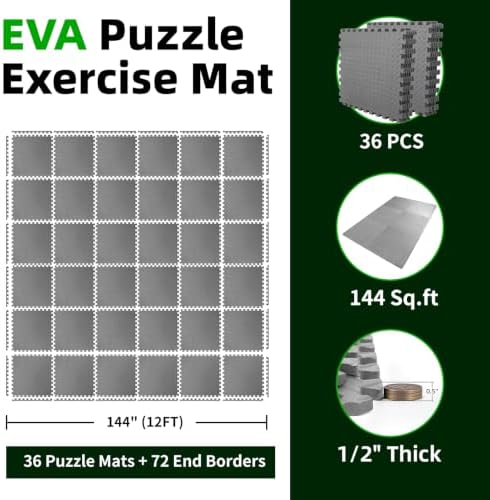 Art3d 36-Pack 24"x24" EVA Interlocking Exercise Mats, 144 Sq.Ft - Image 2