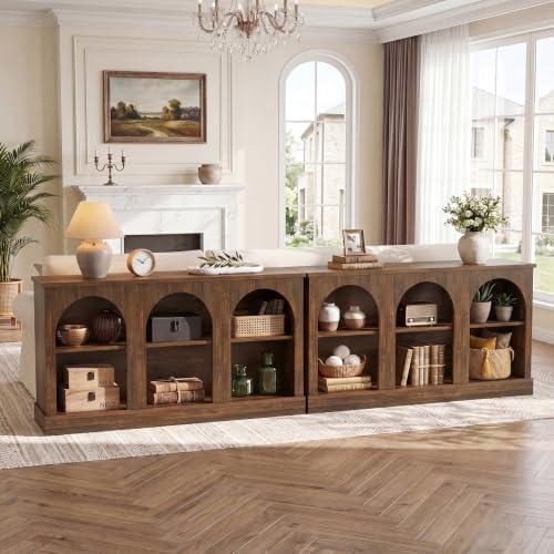 Tribesigns 10.5FT Extra Long Arched Console Table Set of 2, Dark Brown - Image 3