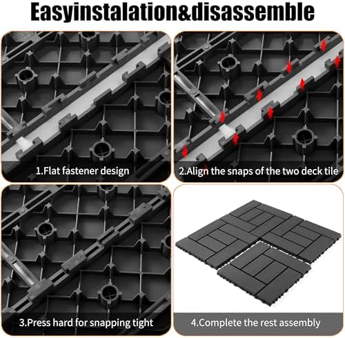 44 PCS Plastic Deck Tiles, Waterproof Interlocking Patio Flooring, Non-Slip - Image 4