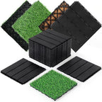 Treela 48 Pcs 12"x12" Plastic Interlocking Deck Tiles and Artificial Grass by Treela